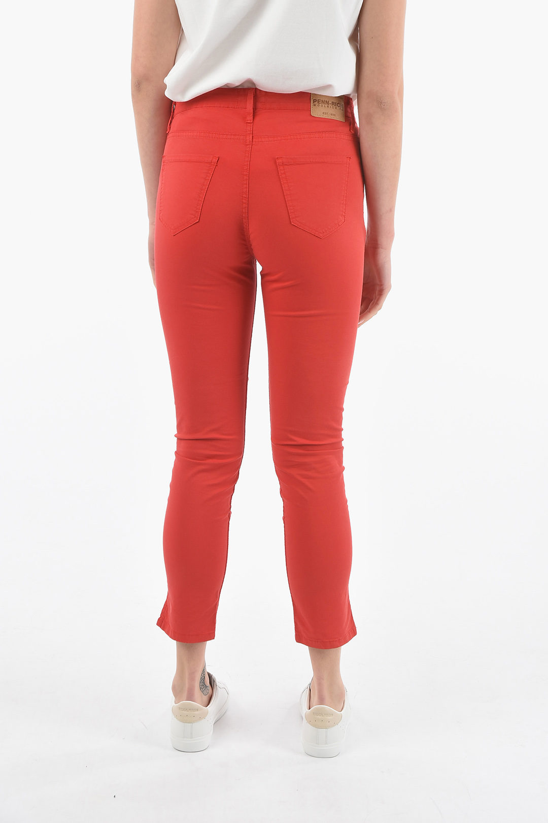 Ladies Cropped Trousers Rich Cotton Elasticated Zip Pockets Women