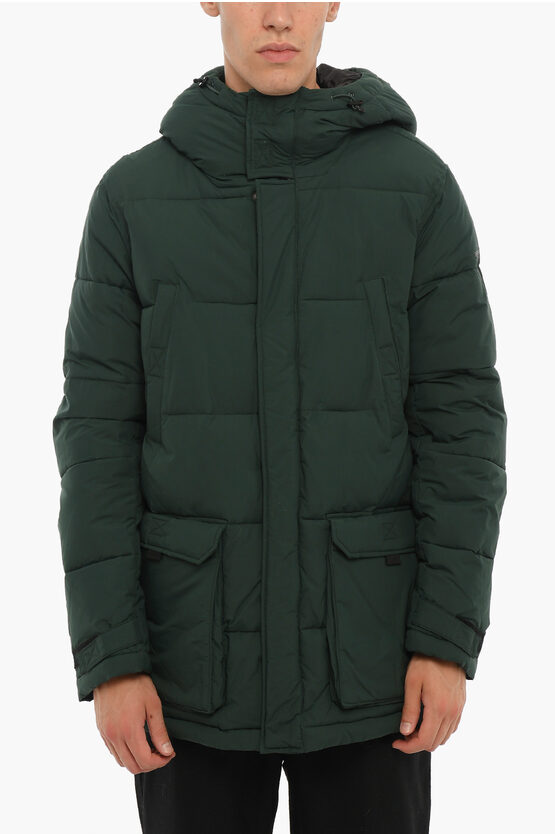 Woolrich Penn-rich Quilted Padded Jacket With Hood In Green