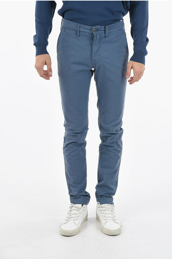 Woolrich Penn-rich Slim Fit Chino Trousers With Visible Stitching In Blue