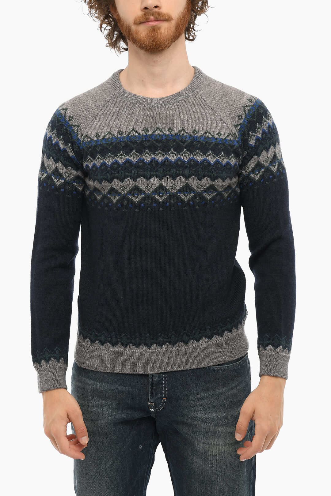 Woolrich PENN-RICH Wool Blend FAIR ISLE Crew-neck Sweater men - Glamood  Outlet