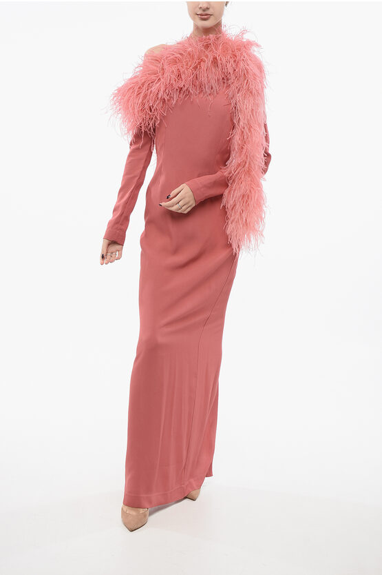 Taller Marmo Peony Slip Dress With Feathers