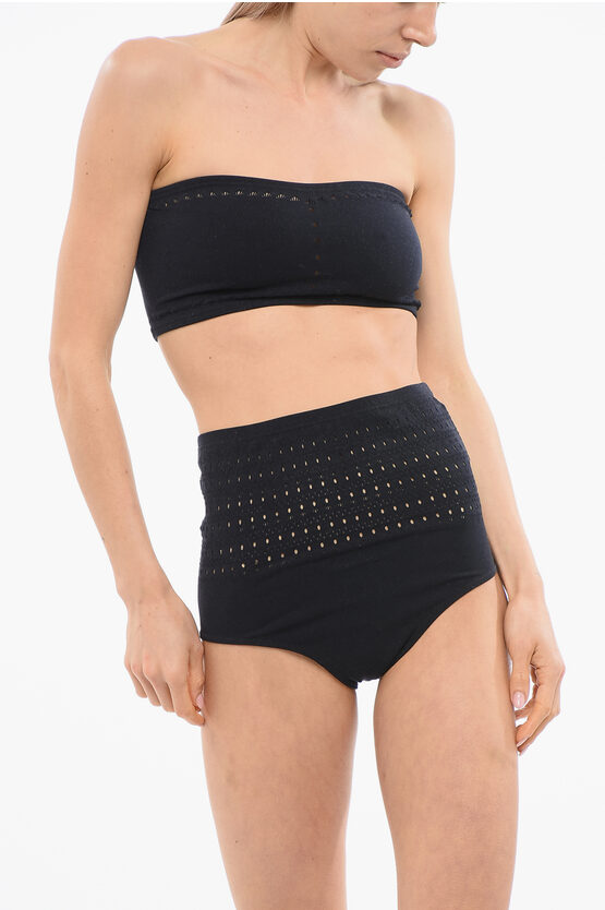 Shop Alaïa Perforated And High Waisted Vienne Bandeau Bikini Swimsuit
