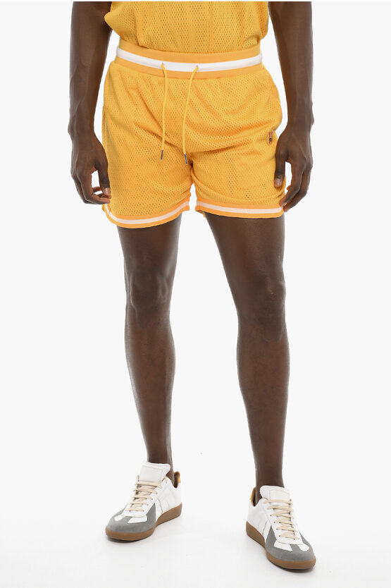 Bel-air Athletics Perforated Basketball Shorts With Drawstring Waist In Yellow