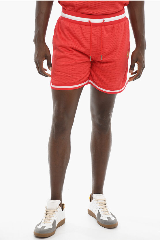 Bel-air Athletics Perforated Basketball Shorts With Drawstring Waist In Red