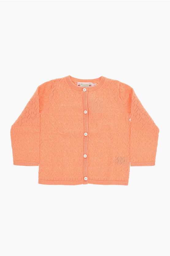 BONPOINT PERFORATED CLAYEL CARDIGAN WITH CONTRAST BUTTONS