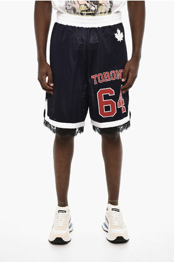 Dsquared2 Perforated Color Block Shorts With Drawstring Waist