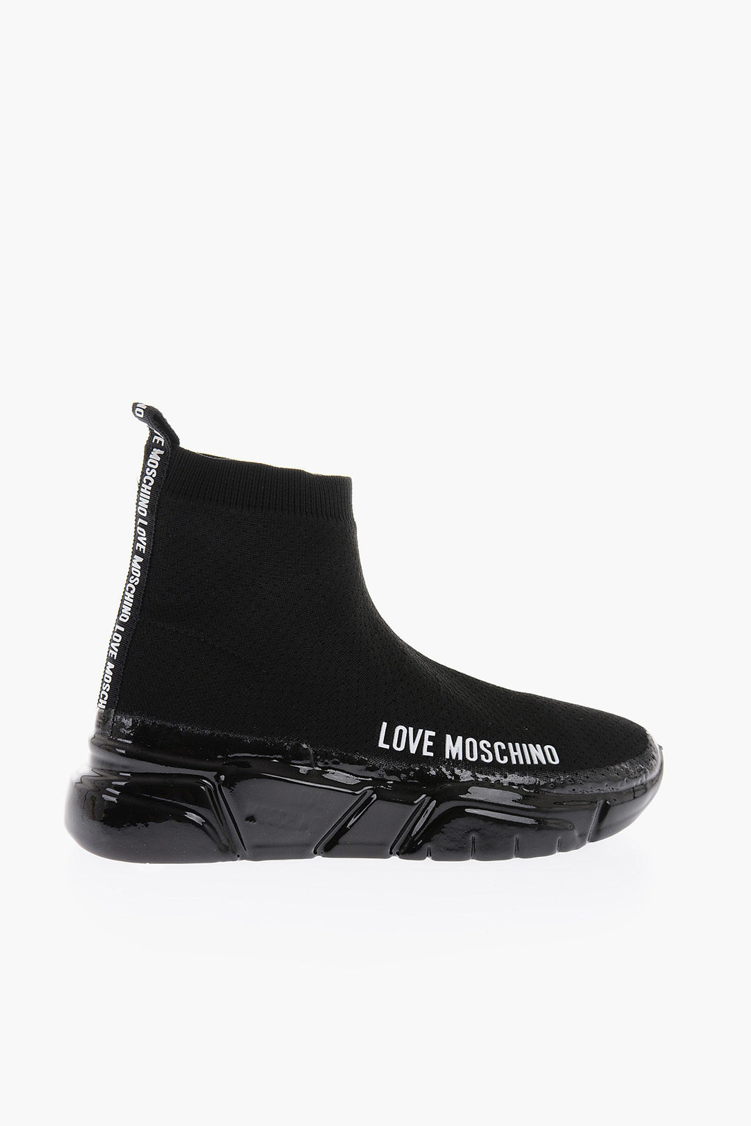 Moschino Perforated Fabric RUNNING35 High-Top Sock Sneakers with ...