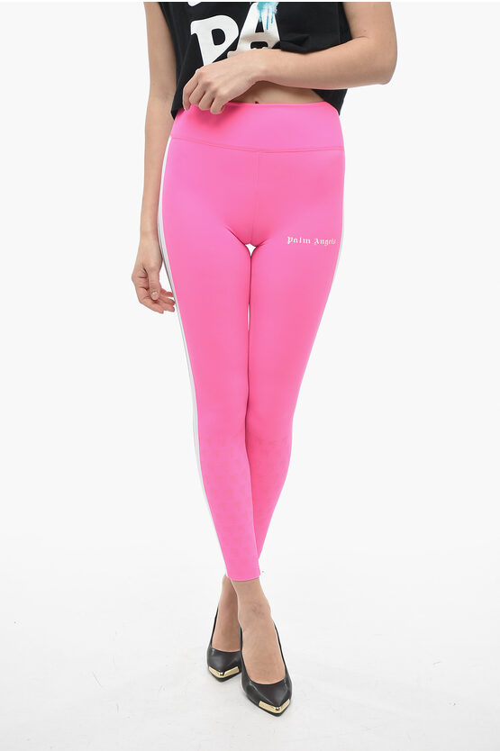 Palm Angels Perforated Hem Track Leggings In Pink