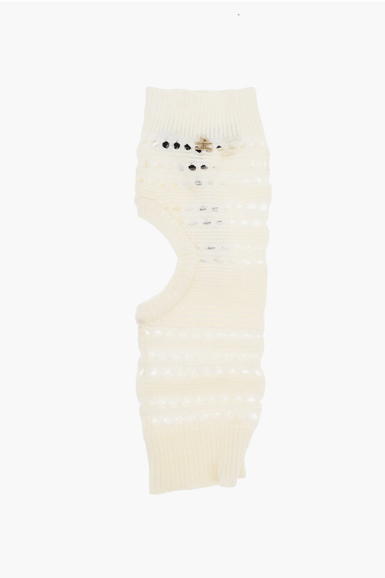 Elisabetta Franchi Perforated Logoed Socks In Neutral