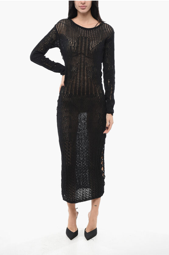 Pinko Perforated Nemesiano Maxi Dress With Boy Shorts