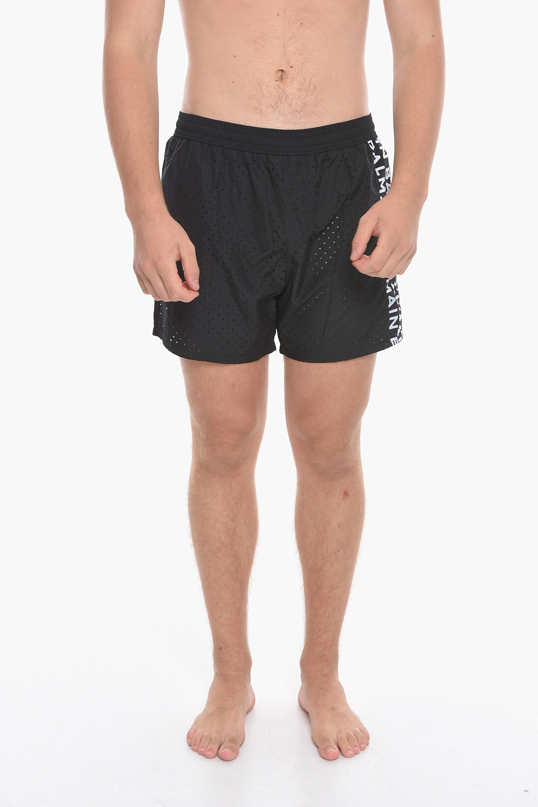 キッズ用ボトムス BALMAIN SS25 swim shorts (BWCP0DK Z2966930BC) Balmain Perforated Swim Shorts with Side Logo men - Glamood