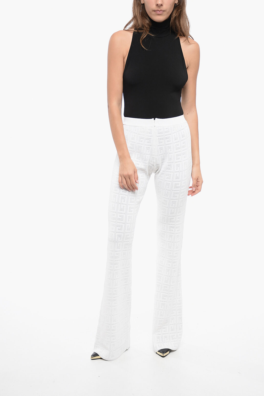 Givenchy Perforated Viscose Blend Flared Fit Pants with