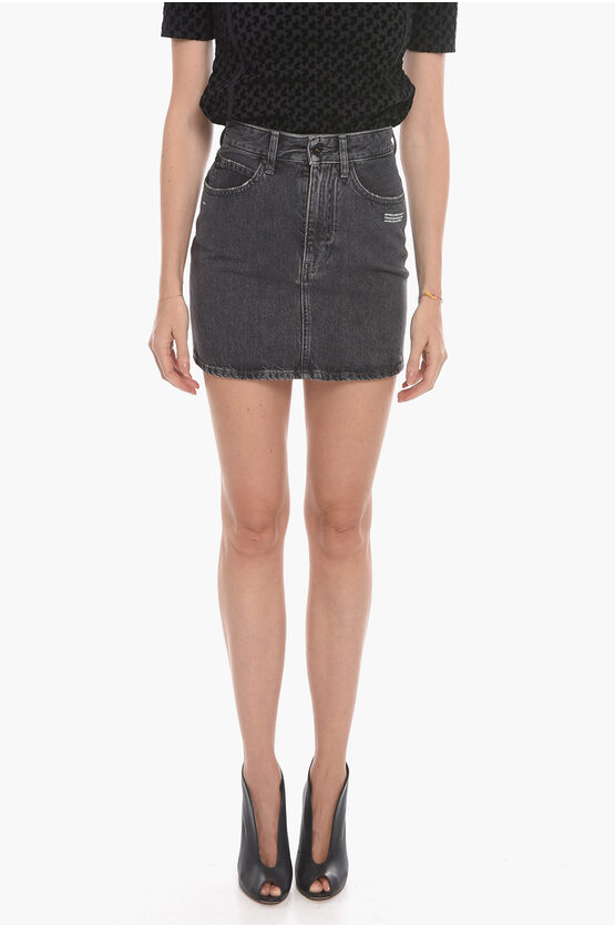 Off-White PERMANENT Denim Miniskirt with Distressed Detailing