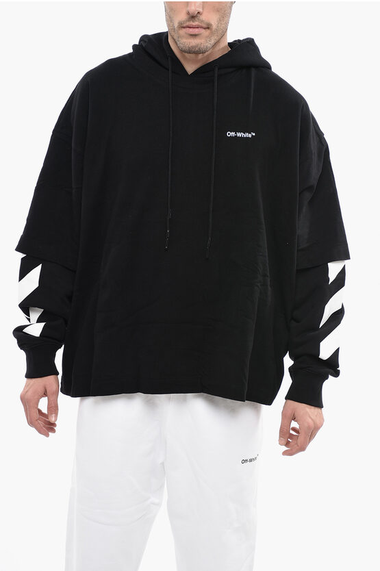 Off-white Permanent Double Layer Diag Helvetica Hoodie