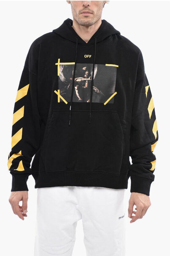 Off-white Diagonal Arrow Hoodie In Black | ModeSens