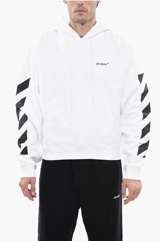 Off-white Permanent Hoodie Diag Helvetica With Front Pocket In White