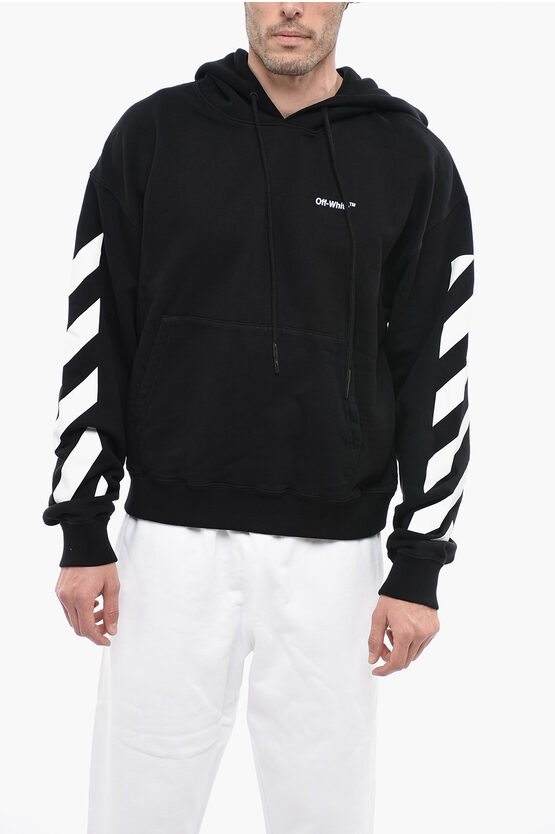 Shop Off-white Permanent Hoodie Diag Helvetica With Front Pocket