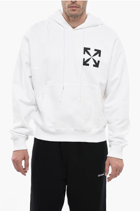 Off-white Permanent Hoodie Single Arrow Over With Front Pocket In White