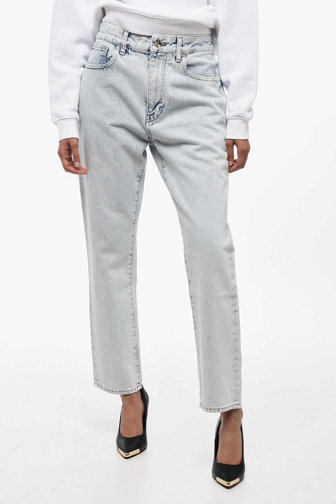 【MODERNIF】White Washing Denim Pants Off-White PERMANENT Light Washed CORPORATE Straight Fit