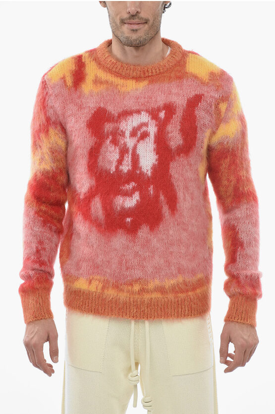 Dior Peter Doig Alpaca Blend Lion Sweater With Multicolored Patte In Pink