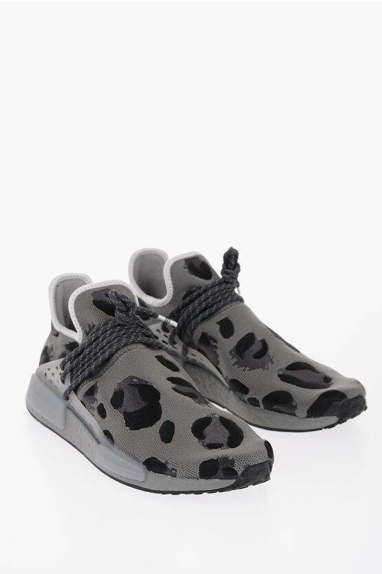 Adidas Originals Pharrell Williams Animal Motif Hu Nmd Sneakers In Gray