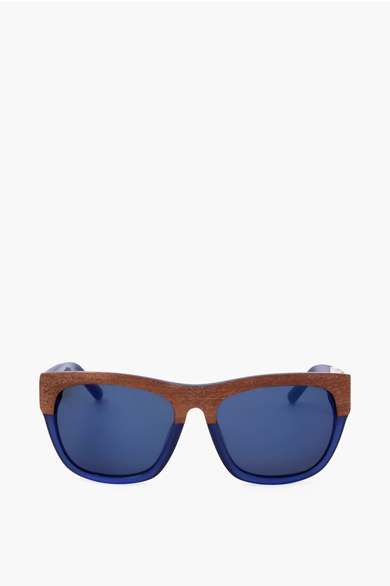 Linda Farrow Phillip Lim Wayfarer Sunglasses With Wood Effect Detail