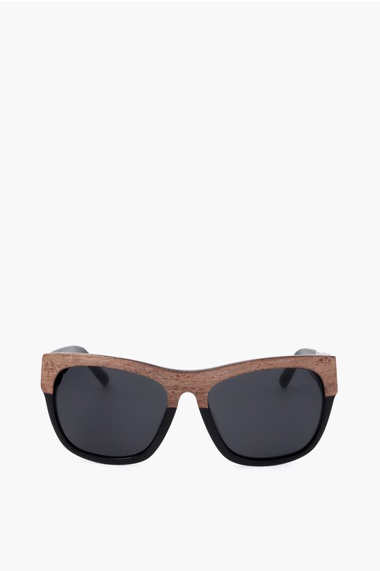 Linda Farrow Phillip Lim Wayfarer Sunglasses With Wood Effect Detail