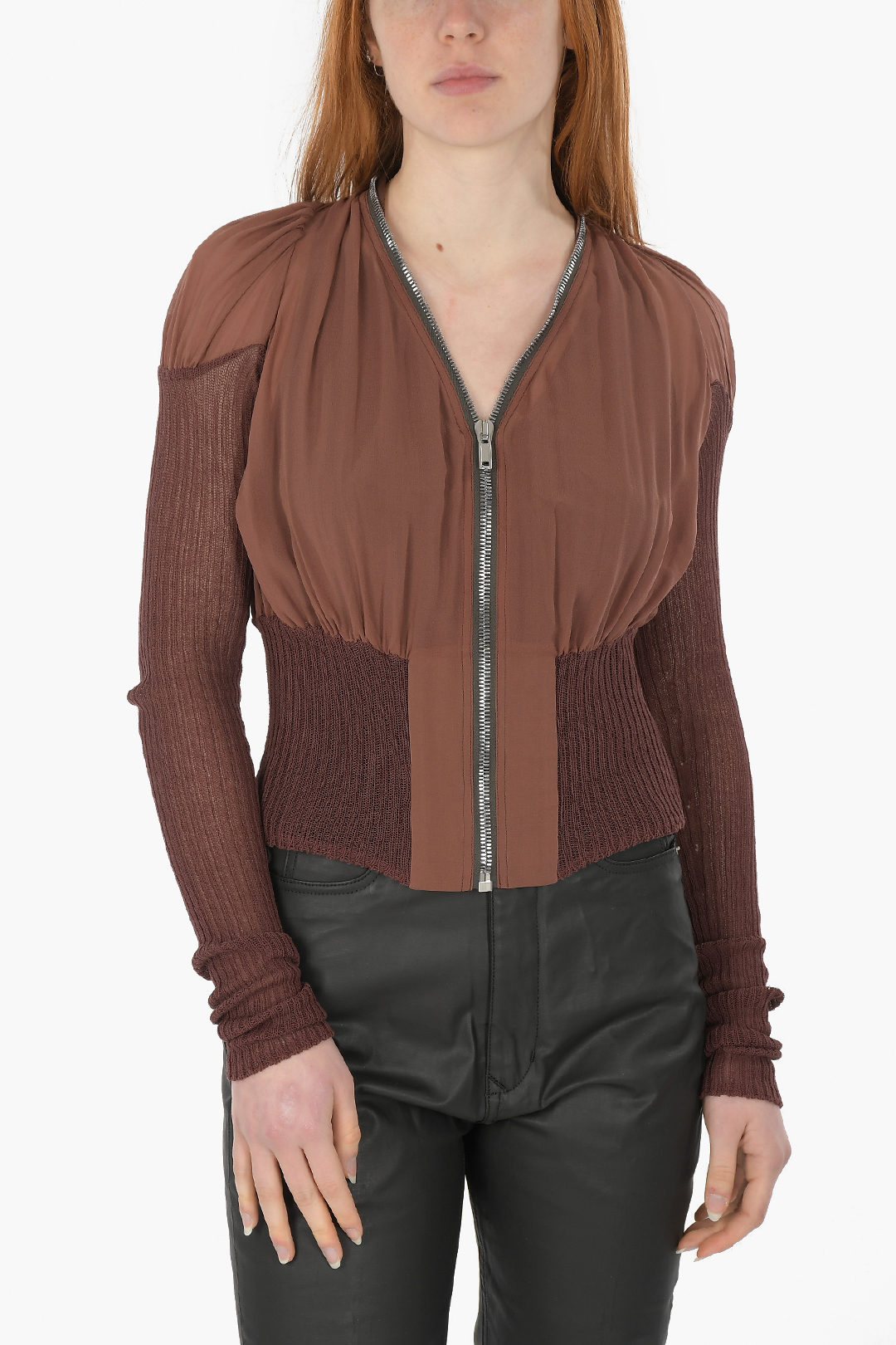 Rick Owens PHLEGETHON Front Zipped EUGENIE Silk Shirt damen