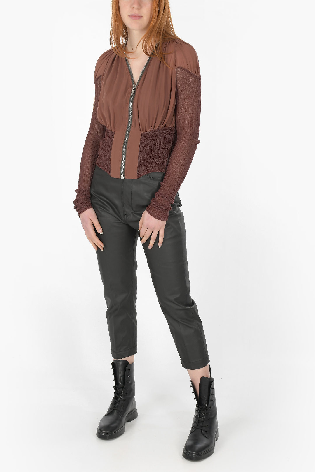 Rick Owens PHLEGETHON Front Zipped EUGENIE Silk Shirt damen