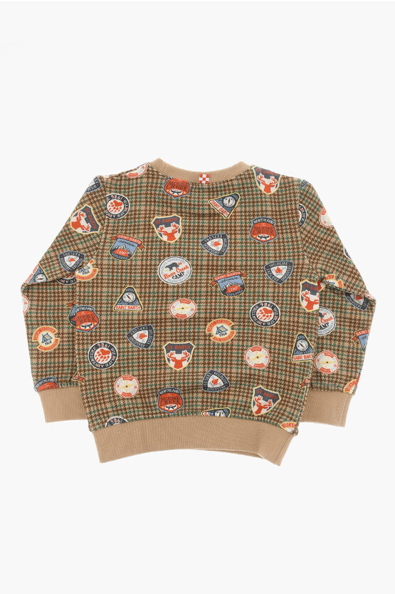 Pied-de-Poule Rundhals-Sweatshirt mit Allover-Print