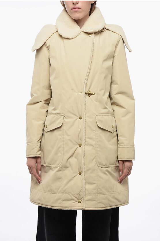 Shop Fay Pile-borg Paded Parka With Hanger Detail