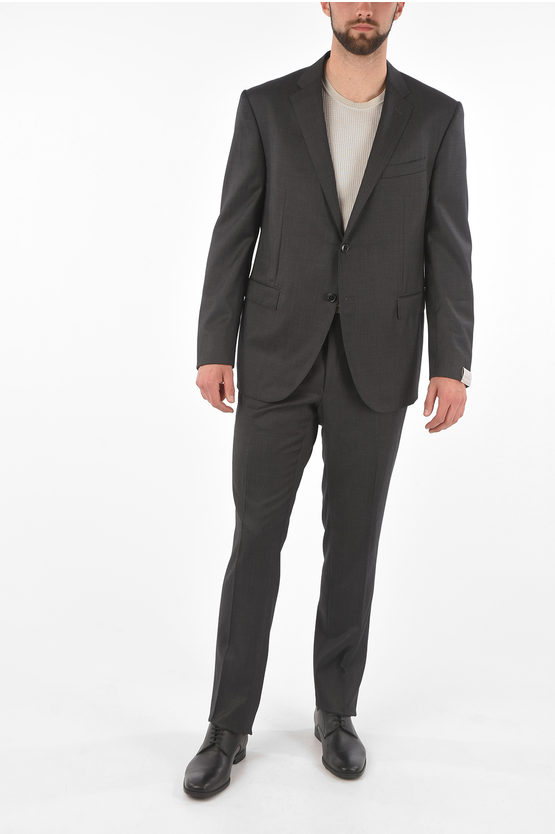 Shop Corneliani Pin Check Academy Virgin Wool Suit