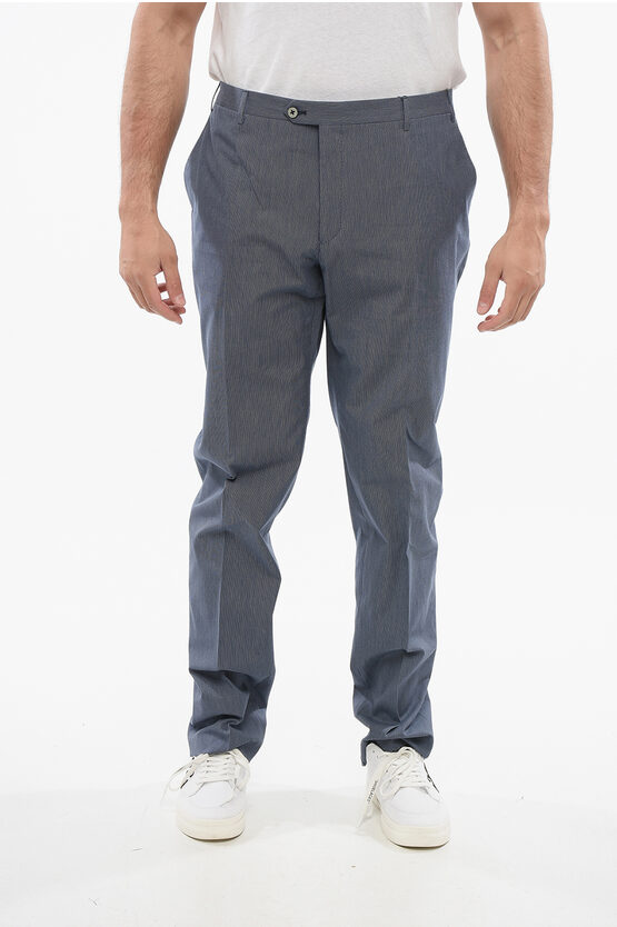Corneliani Pin Point Cotton Blend Pants In Gray