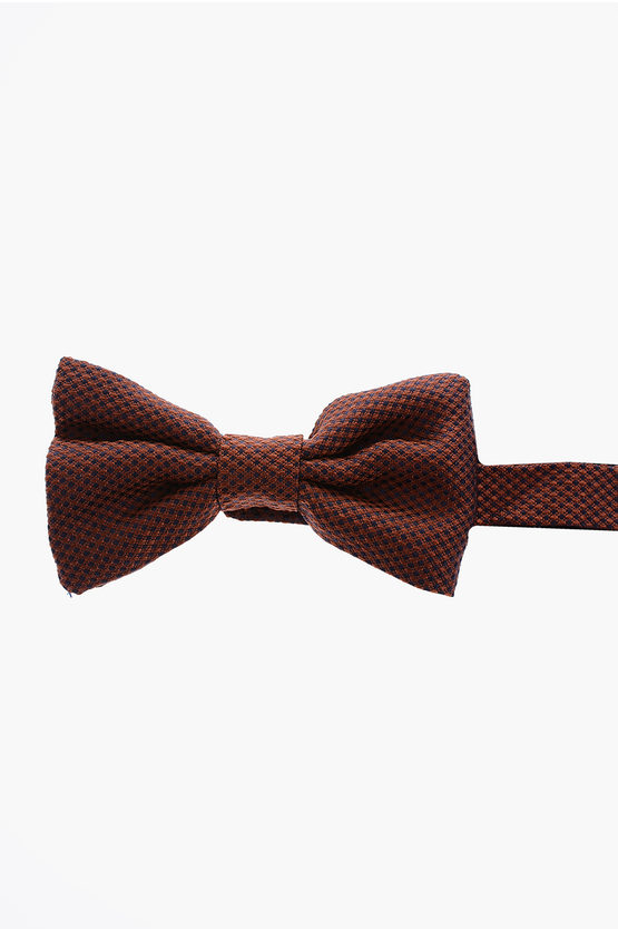 Shop Corneliani Pin Point Silk Bow Tie