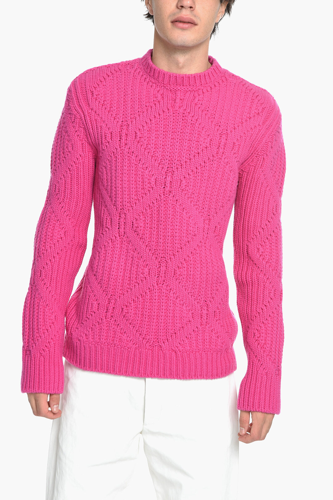 Valentino PINK PP Crew Neck Wool Pullover with Diamond Pattern men Glamood Outlet