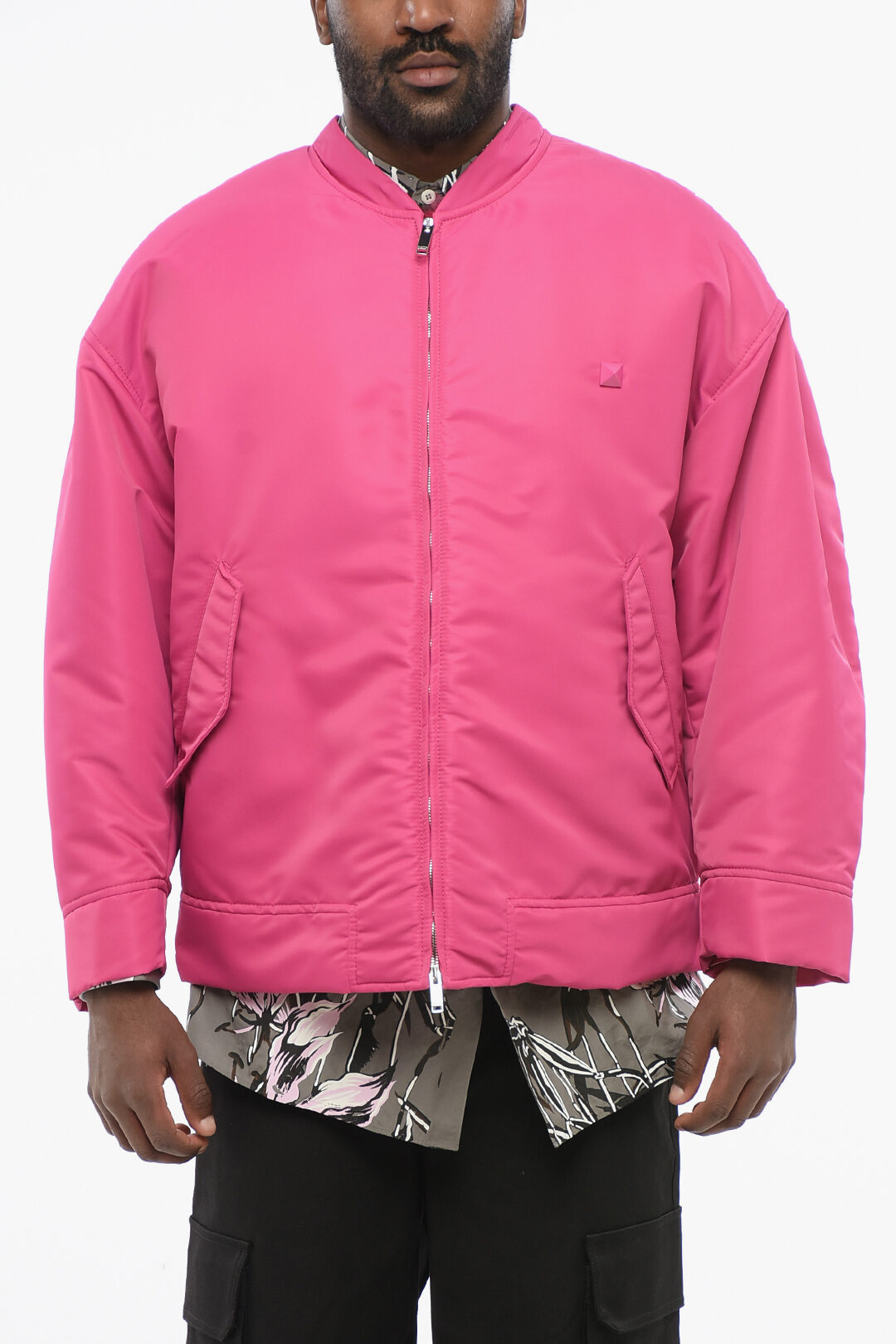 Valentino PINK PP Fur Lined ICONIC STUD Bomber Jacket men