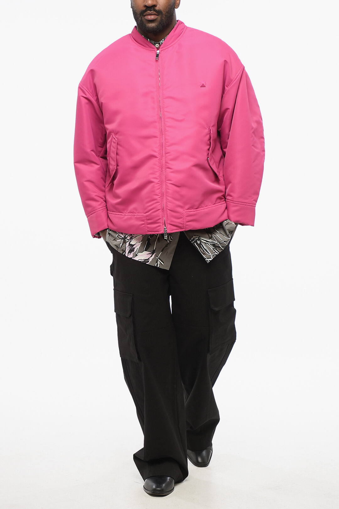 Valentino PINK PP Fur Lined ICONIC STUD Bomber Jacket men