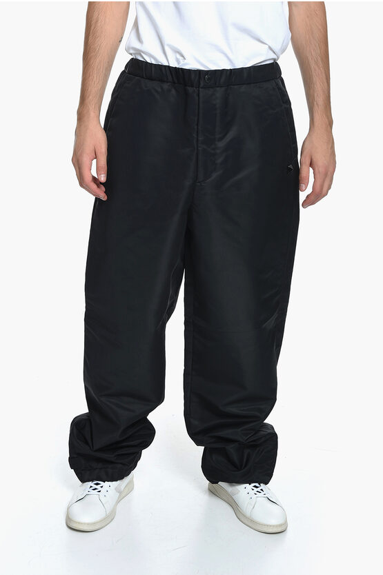 Shop Valentino Pink Pp Nylon Loose-fit Trousers With Logo Application