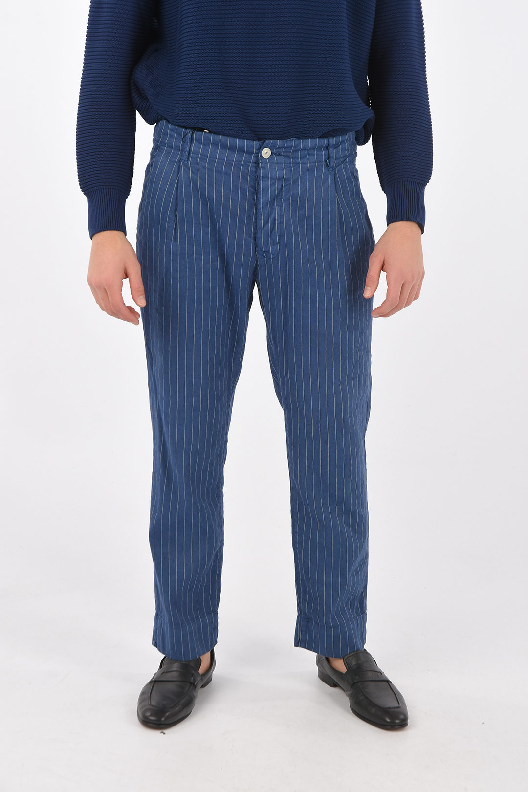 Original Vintage Style pinstriped AETON single pleat trousers men   Glamood Outlet