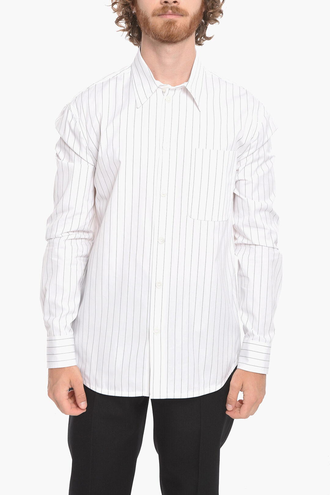 Bottega Pinstriped Cotton Shirt with Breastpocket men Glamood