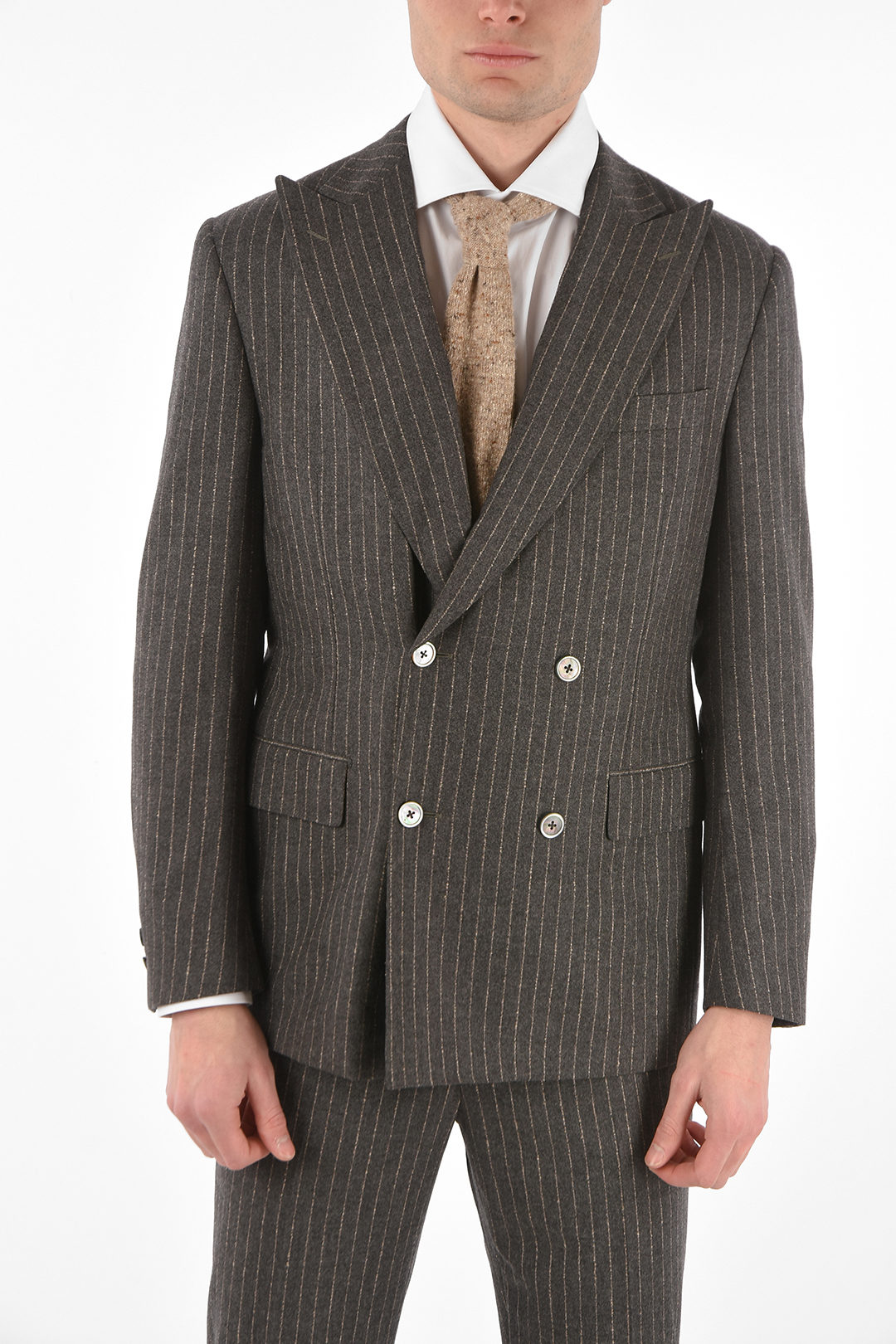 Corneliani Pinstriped Double Breasted Suit ACADEMY with Peak Lapel men ...
