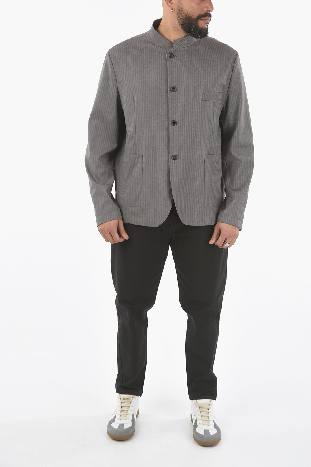 Ixos Pinstriped Jacket BENI with 4 Buttons and Patch Pockets men ...