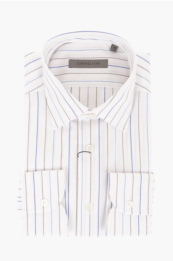 Corneliani Pinstriped Motif Cotton Shirt In White