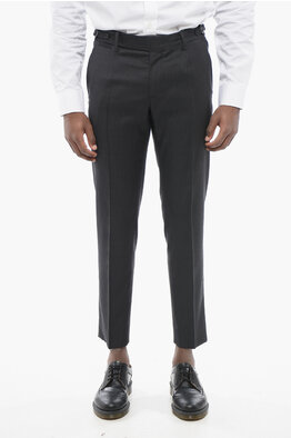 Saint Laurent Satin Straight Fit Pants with Frontal Pleates