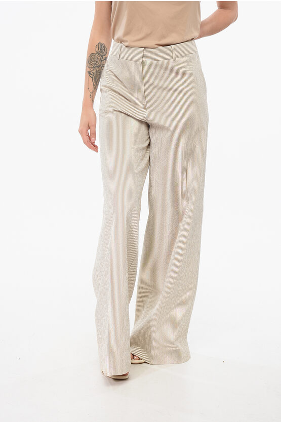 Ql2 Pinstriped Wide-leg Pants