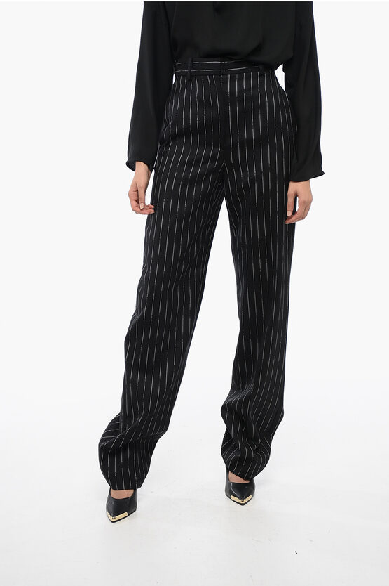 Alexander Mcqueen Pinstriped Wool Palazzo Pants