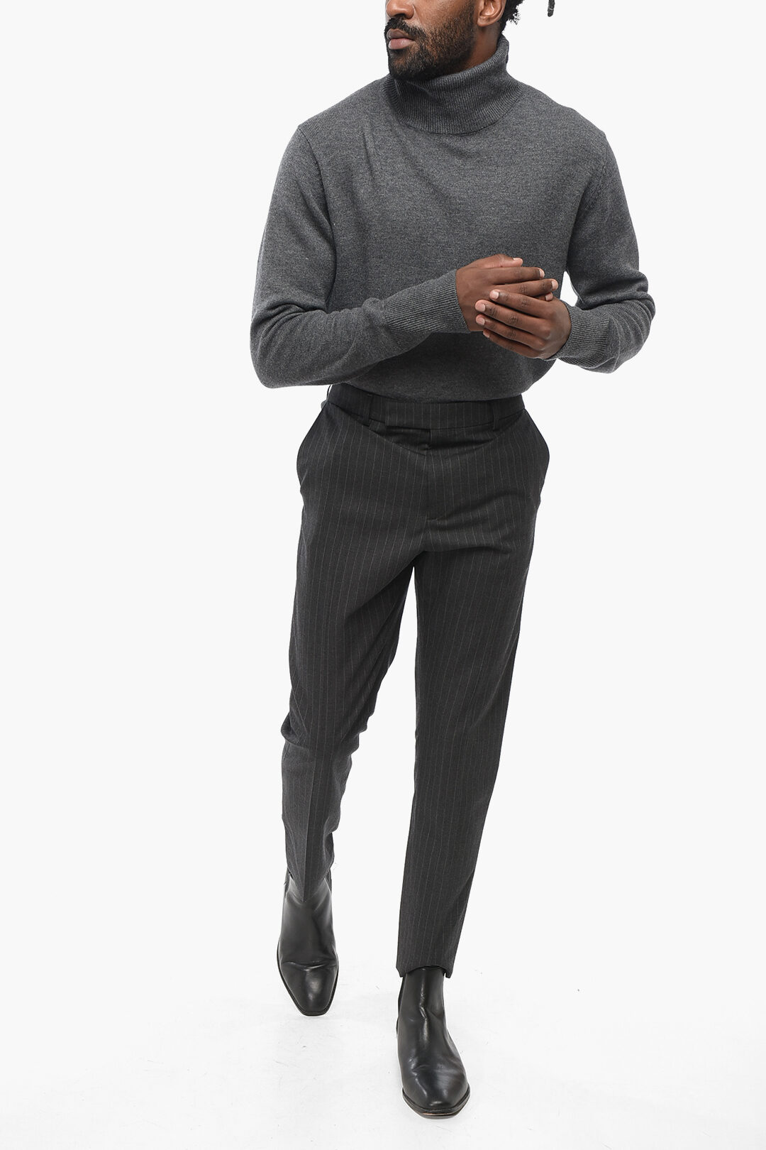 Celine Pinstriped Wool Pants with Belt Loops men - Glamood