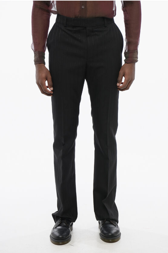 Celine Pinstriped Wool Pants With Hidden Fastening