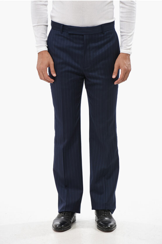 Givenchy Pinstriped Wool Pants In Blue