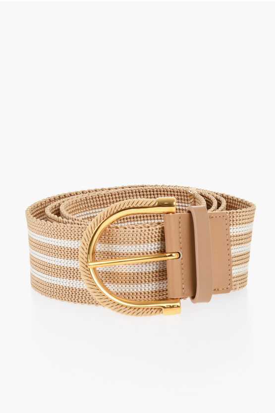 Elisabetta Franchi Pinstriped Woven Belt